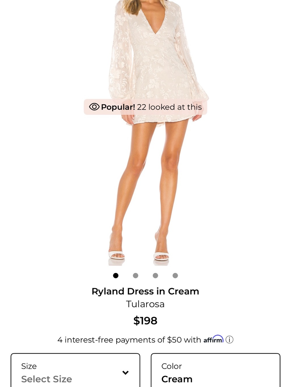 Tularosa Ryland dress in cream NWOT medium